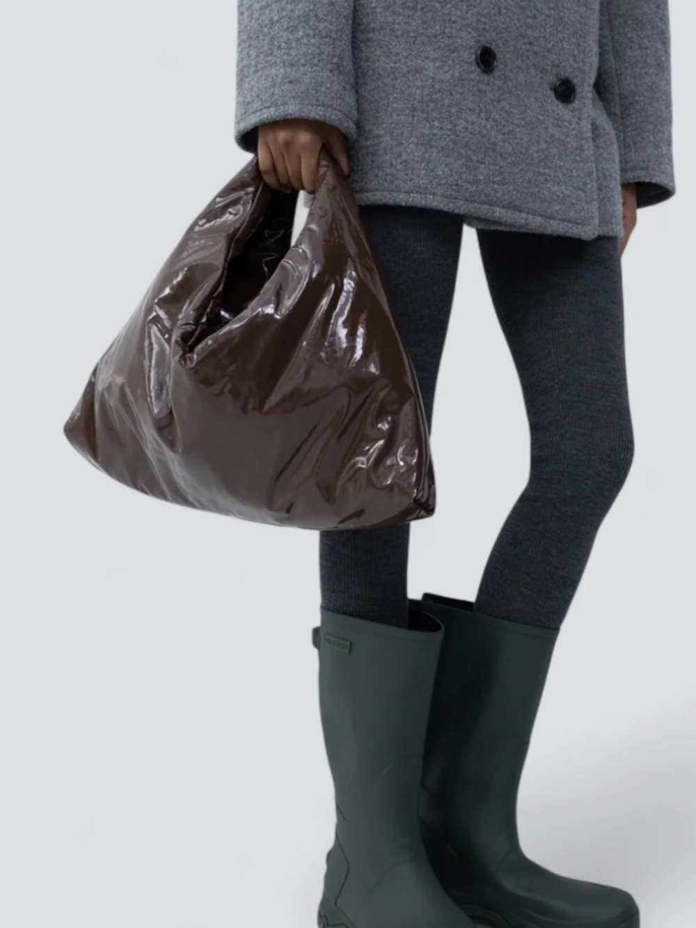 Small Anchor Lacquered Hobo Bag